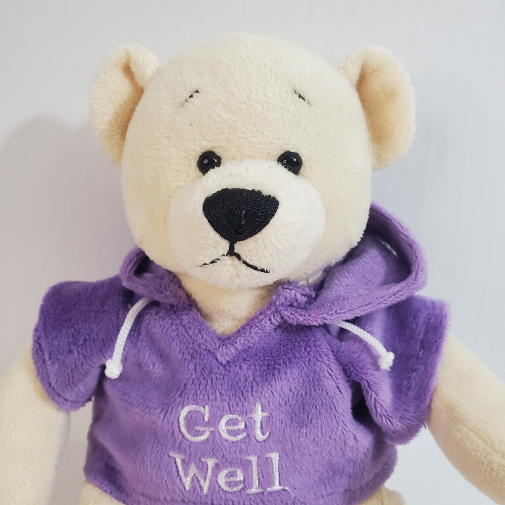 Ganz GET WELL Purple Hoodie Teddy‎ Bear Plush 10" Stuffed Animal